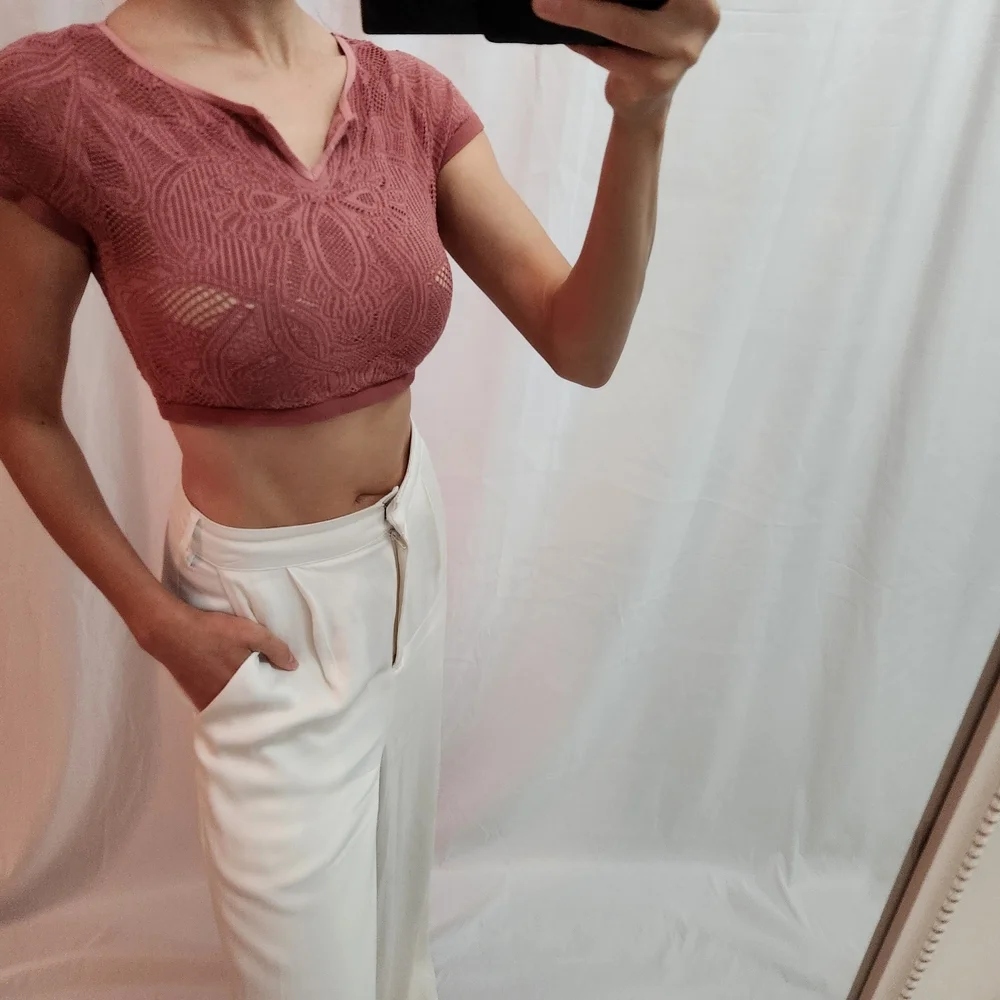 Free People Mauve Crop Top - Picture 2 of 8